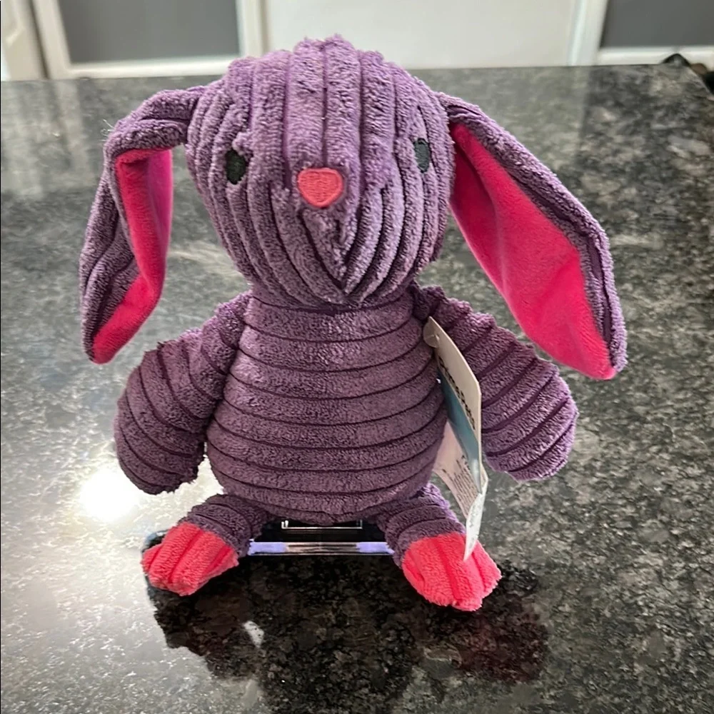 Prime Pets Dog Toy Adorable Plush Bunny Squeaky Purple & Pink NWT 11” x 8”